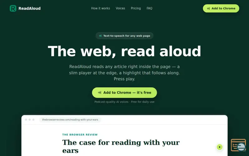 Screenshot of ReadAloud