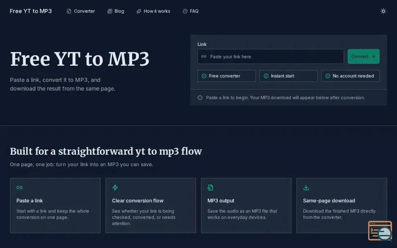 Screenshot of Free YT to MP3