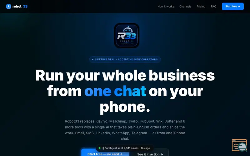 Screenshot of Robot33 — Your Business From Your iPhone