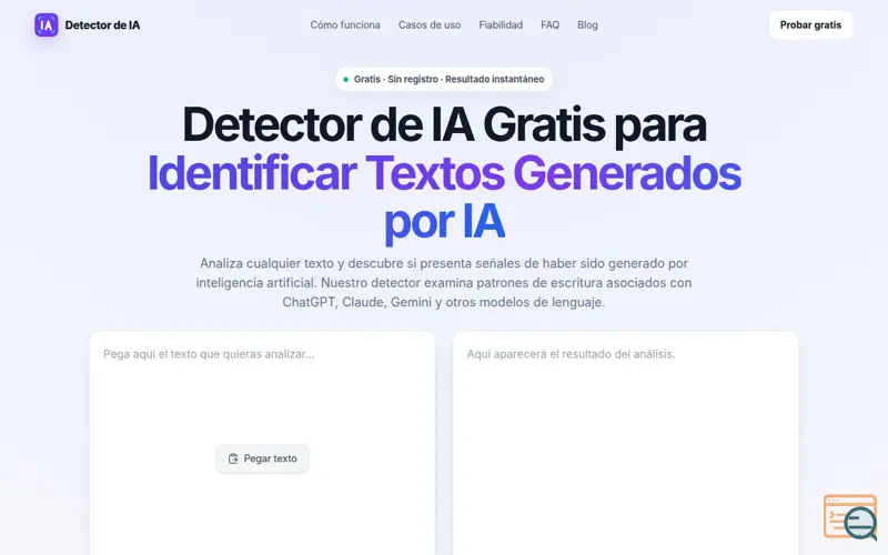 Screenshot of Detector de IA Gratis – Detecta Textos Generados por IA
