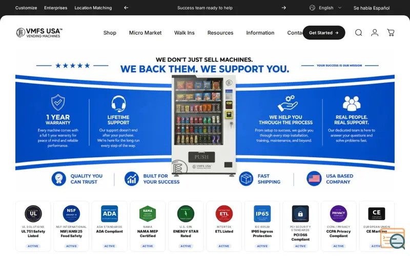 Screenshot of VMFS USA Custom Vending Machine Builder