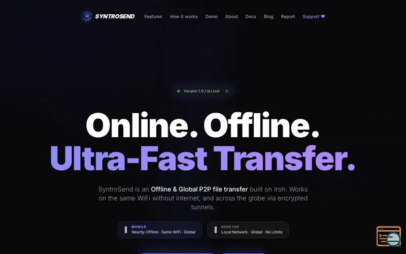 Screenshot of SyntroSend