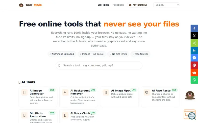 Screenshot of ToolMole
