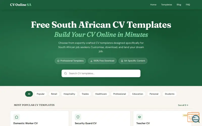 Screenshot of CV Online SA