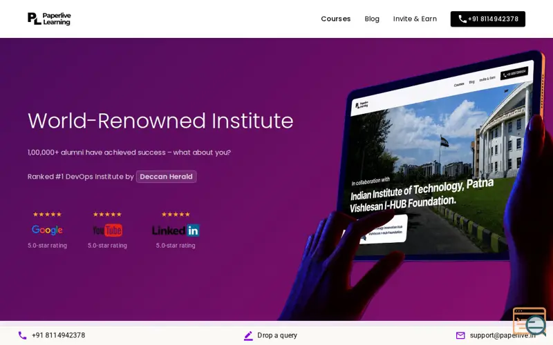 Screenshot of PaperLive Learning