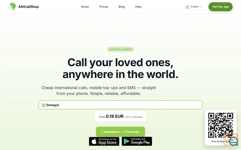 Screenshot of AfriCallShop, a launch using Blocksy