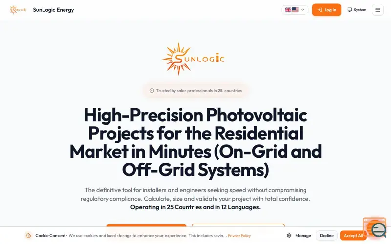 Screenshot of SunLogic Energy - Solar PV Calculator 