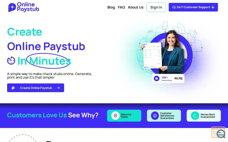 Screenshot of OnlinePaystub.com