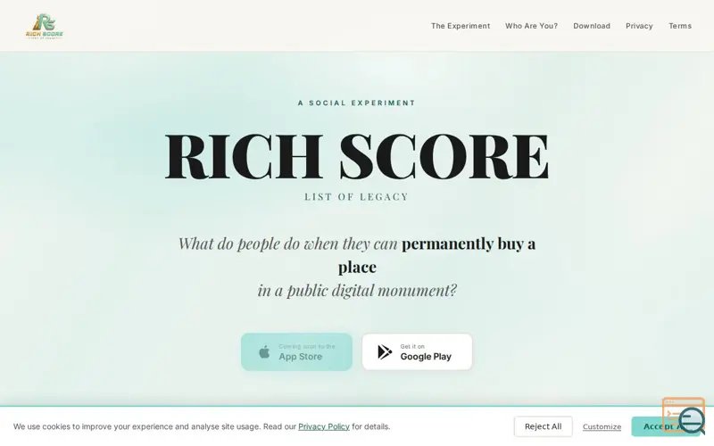 Screenshot of Rich Score — List of Legacy