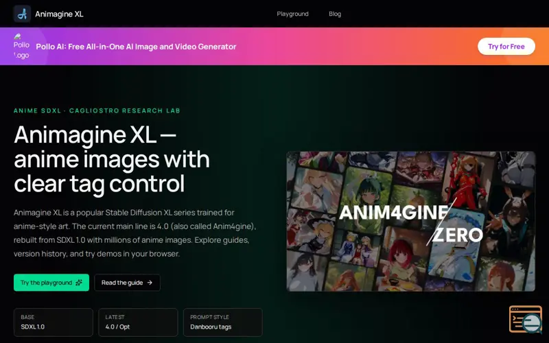 Screenshot of Animagine XL, a launch using Geoly