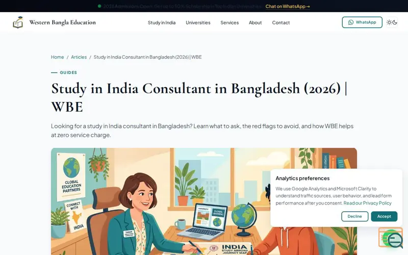 Screenshot of Study in India Consultant Bangladesh