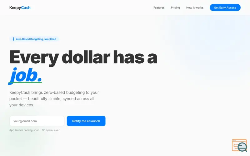 Screenshot of KeepyCash