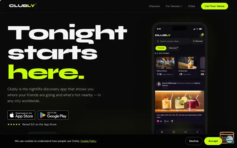 Screenshot of Clubly