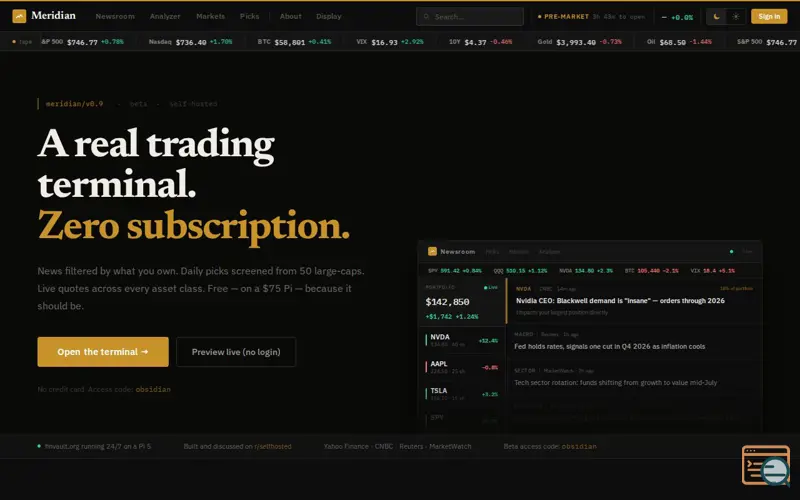 Screenshot of Meridian Terminal