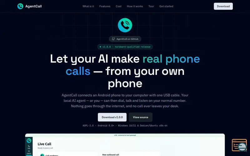 Screenshot of AgentCall