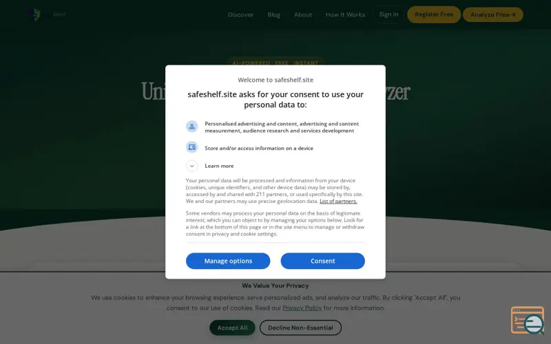 Screenshot of SafeShelf