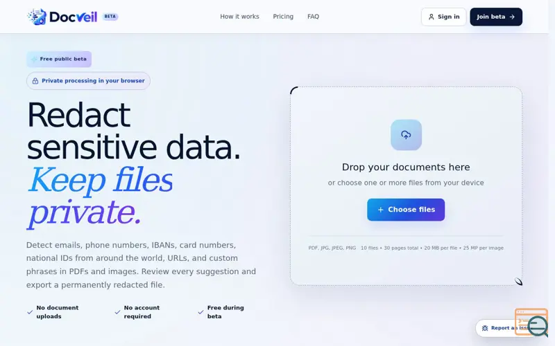 Screenshot of DocVeil