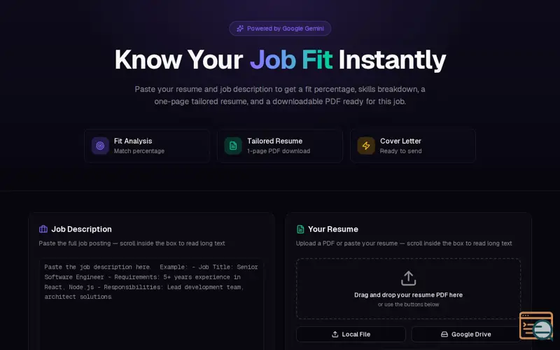 Screenshot of Job Fit Checker
