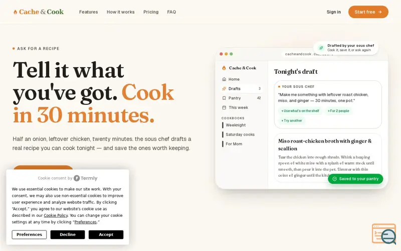 Screenshot of Cache & Cook