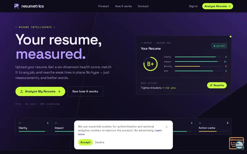 Screenshot of Resumetrics
