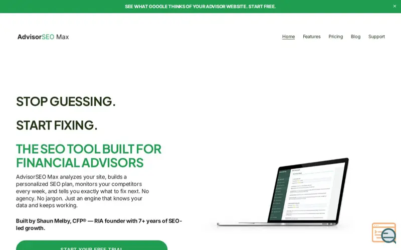 Screenshot of AdvisorSEO Max