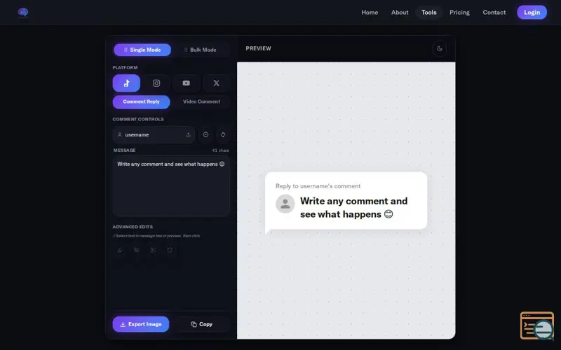 Screenshot of Comment Tools