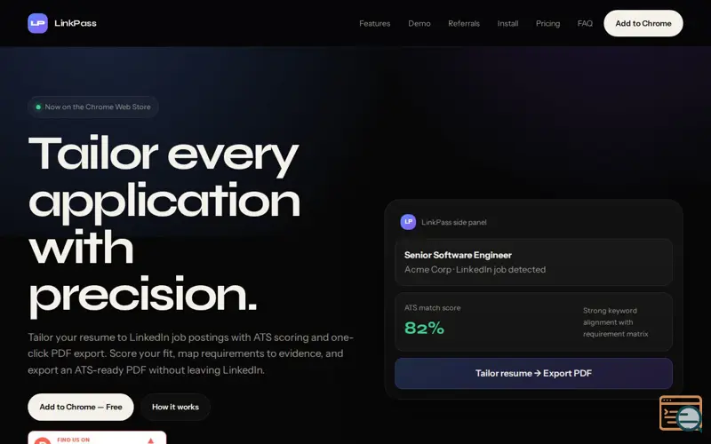 Screenshot of LinkPass