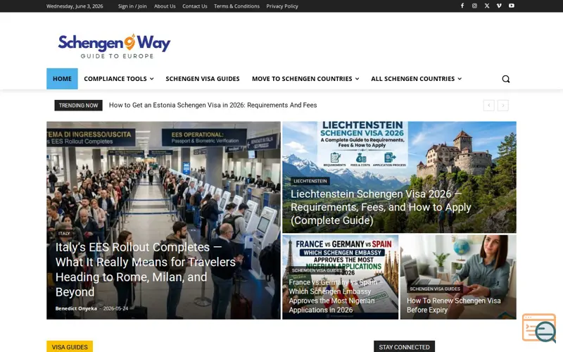 Screenshot of SchengenWay, a launch using RamNode DNS