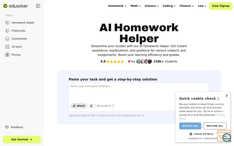 Screenshot of EduSolver: AI Homework Helper