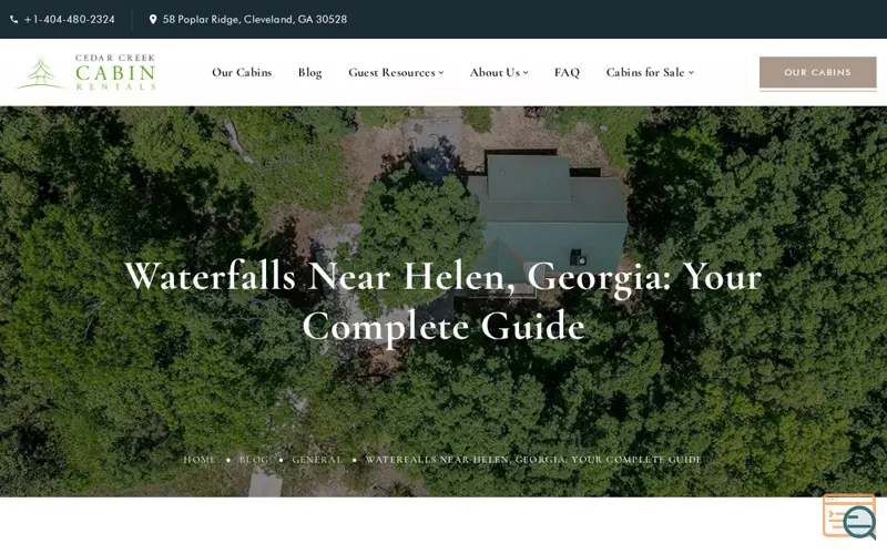 Screenshot of Cedar Creek Cabin Rentals