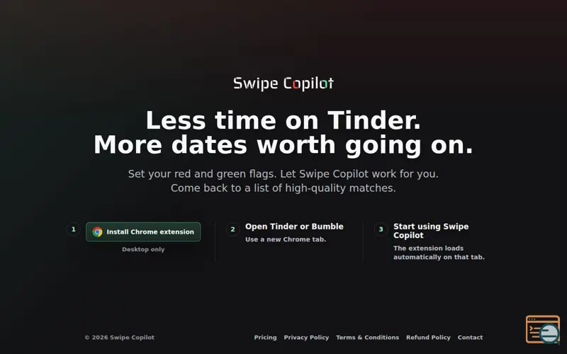 Screenshot of Swipe Copilot, a launch using AnonAddy