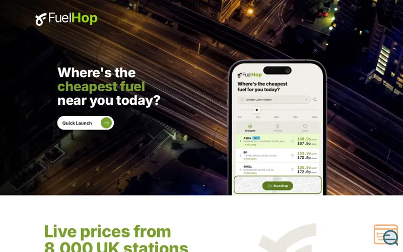 Screenshot of FuelHop