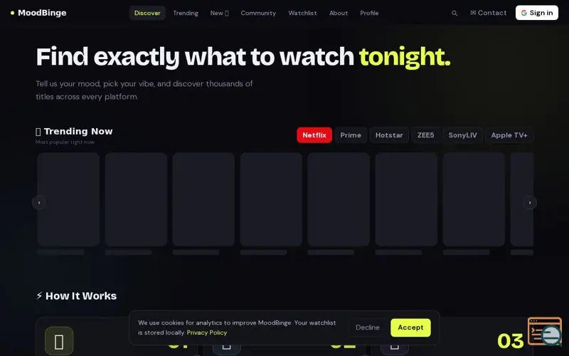 Screenshot of MoodBinge