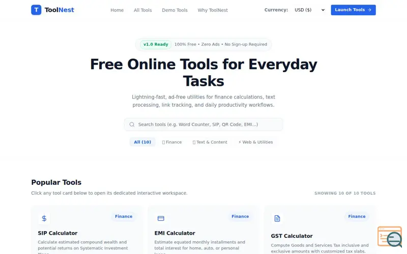 Screenshot of ToolNest