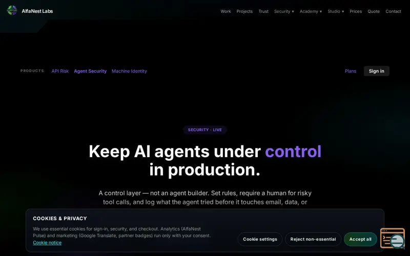 Screenshot of Agent Security
