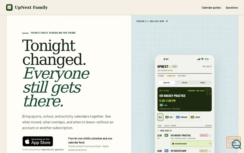 Screenshot of UpNext Family