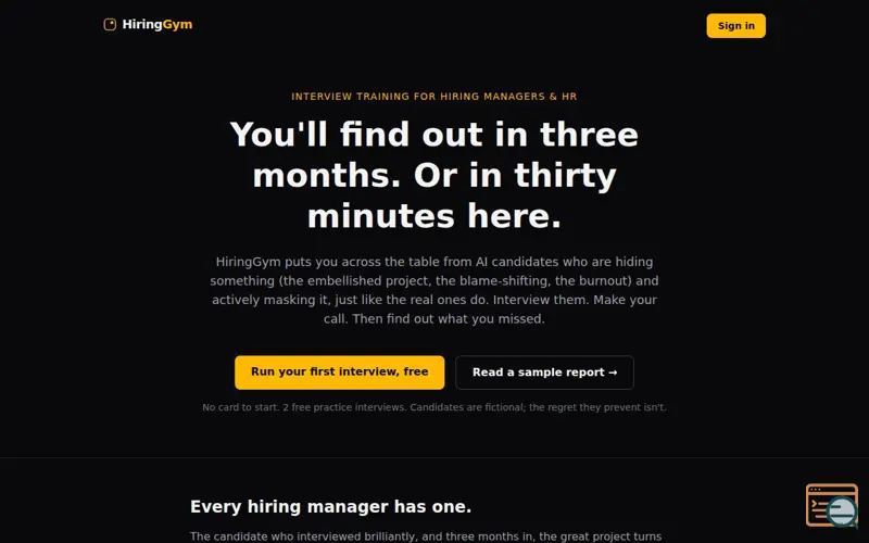 Screenshot of HiringGym