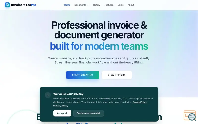 Screenshot of InvoiceItFree