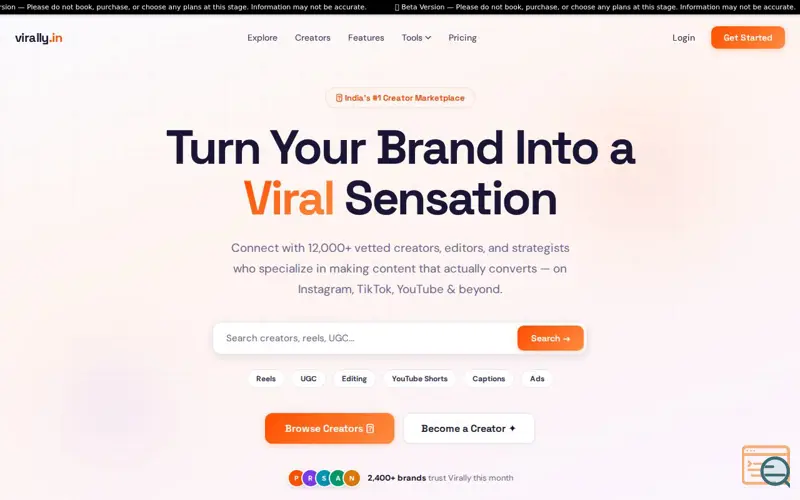 Screenshot of Virally.in