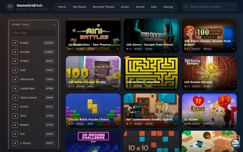 Screenshot of GameGridHub