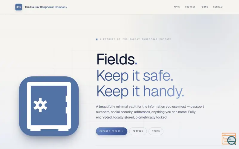 Screenshot of Fields — Personal Info Vault Launch