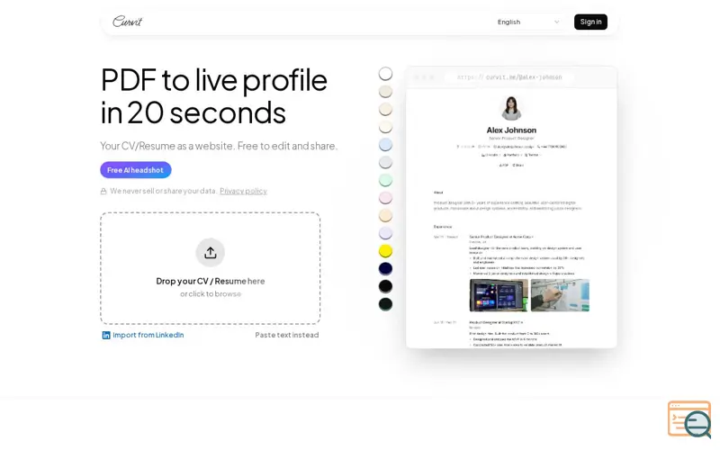 Screenshot of Curvit