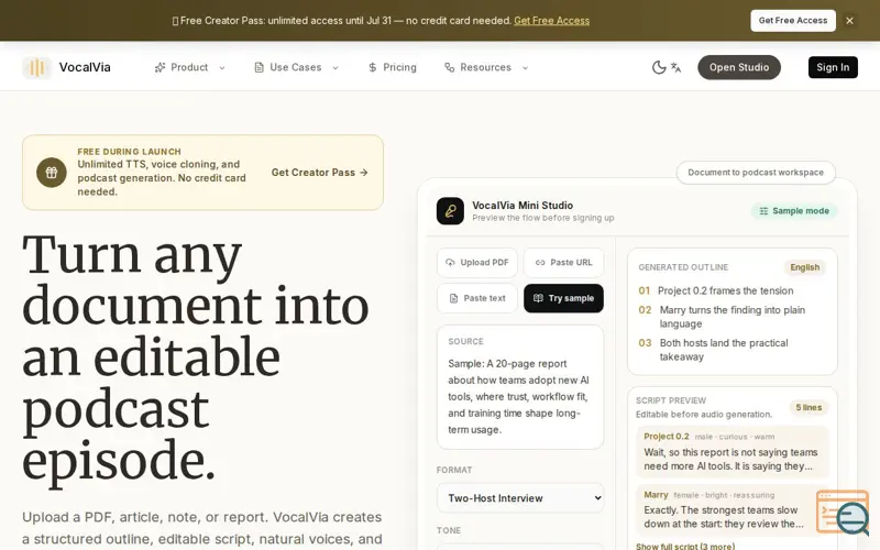 Screenshot of VocalVia