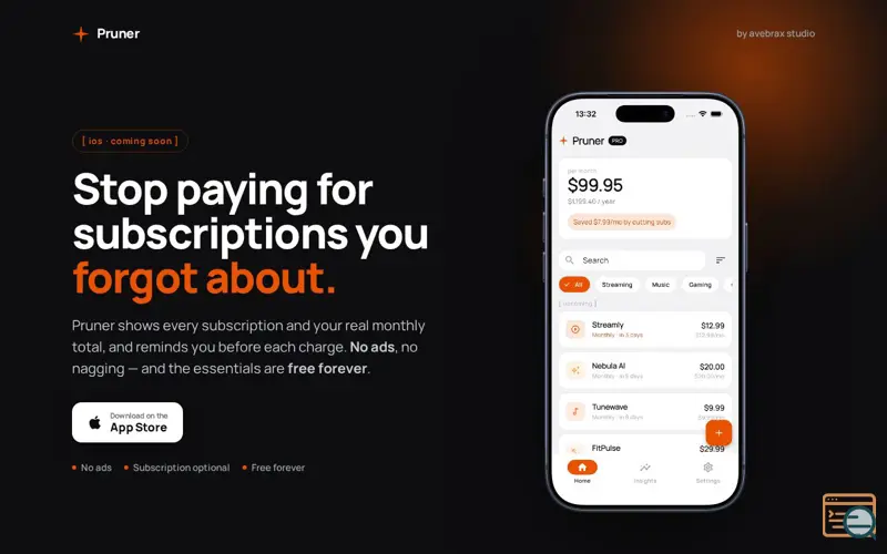 Screenshot of  Pruner – Subscriptions Tracker