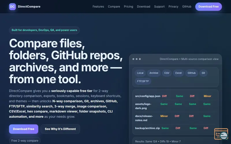 Screenshot of DirectCompare