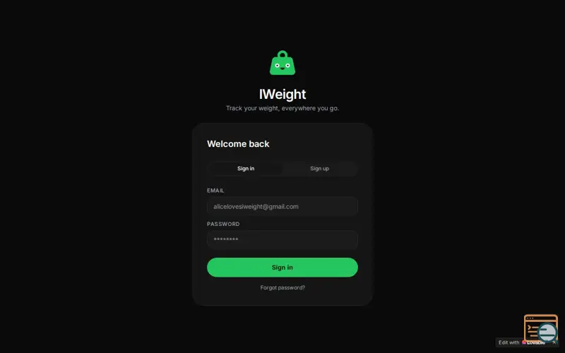 Screenshot of IWeight