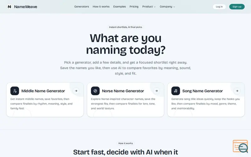 Screenshot of NameWeave