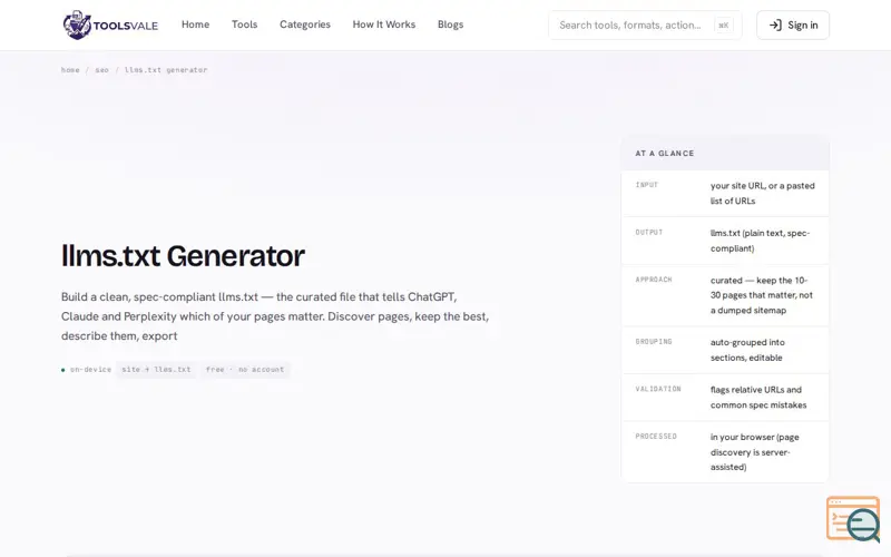 Screenshot of LLMs.txt Generator