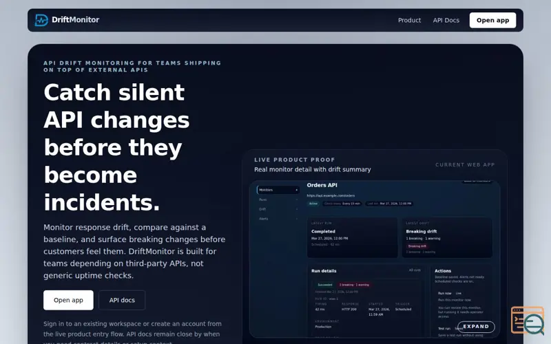 Screenshot of DriftMonitor
