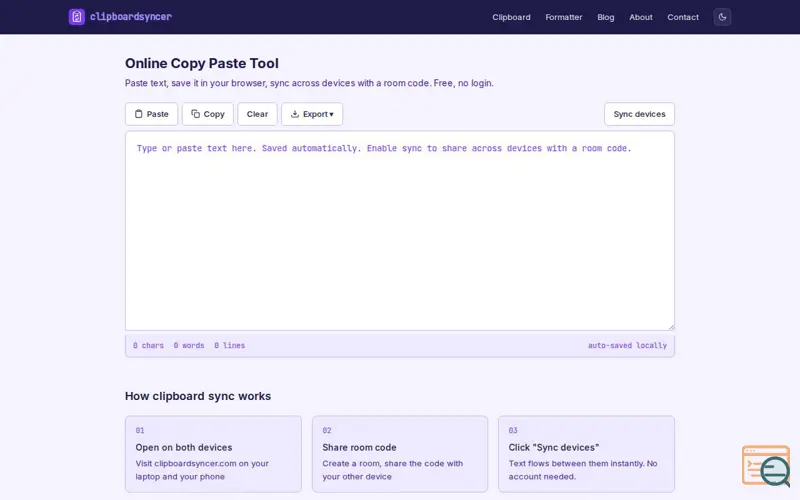 Screenshot of ClipboardSyncer